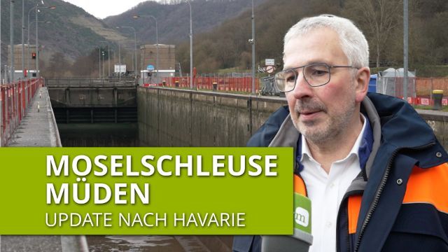 Havarie an der Moselschleuse Müden - Aktueller Stand der Reparaturarbeiten