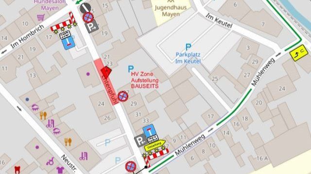 Vollsperrung im Entenpfuhl in Mayen