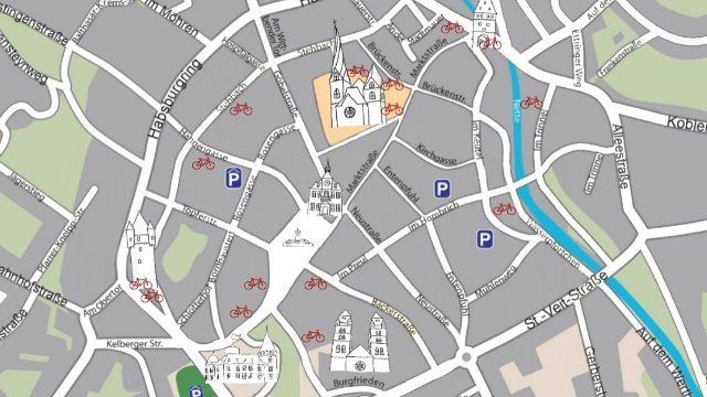 Zahlreiche Parkmöglichkeiten für Fahrräder in Mayen