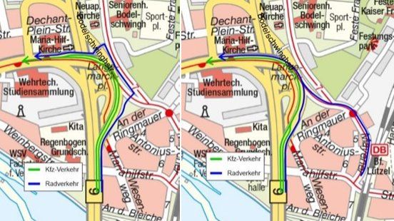 Radverkehrsführung Mayener Straße / Langemarckplatz geändert