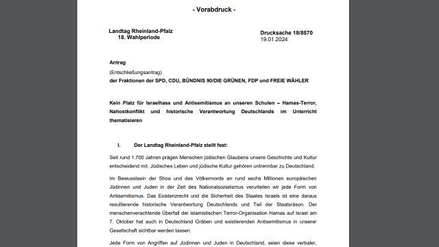 Fraktionsübergreifender Antrag gegen Israelhass und Antisemitismus