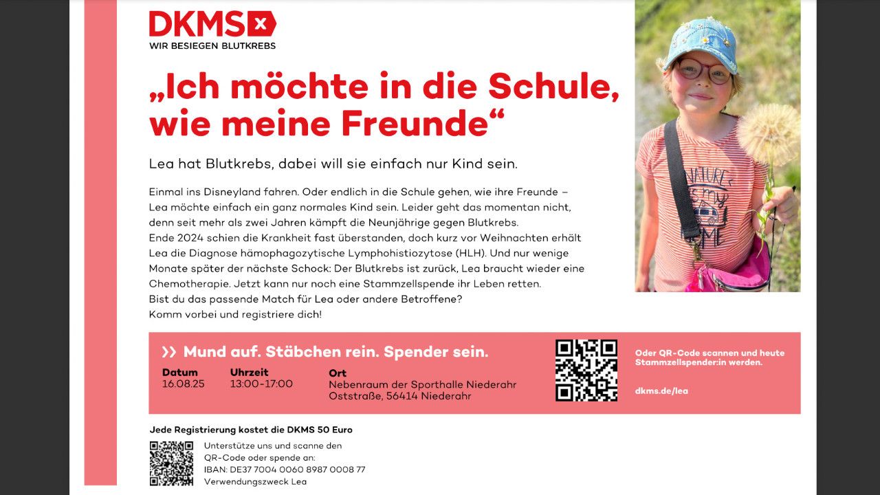 Lea hat Blutkrebs, dabei will sie einfach nur Kind sein Lea hat Blutkrebs, dabei will sie einfach nur Kind sein