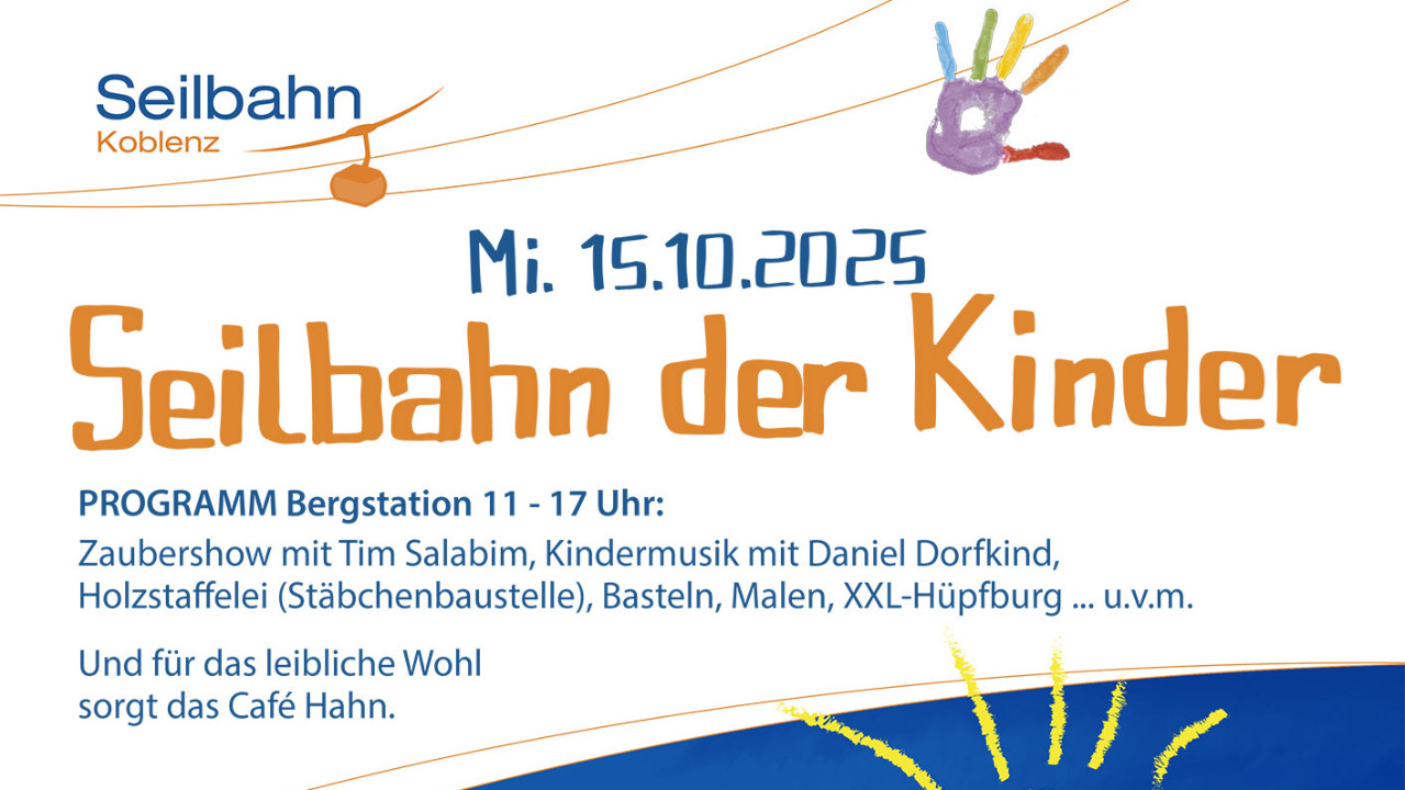 Seilbahn Koblenz in Kinderhand – Einladung zur „Seilbahn der Kinder“ am 15. Oktober