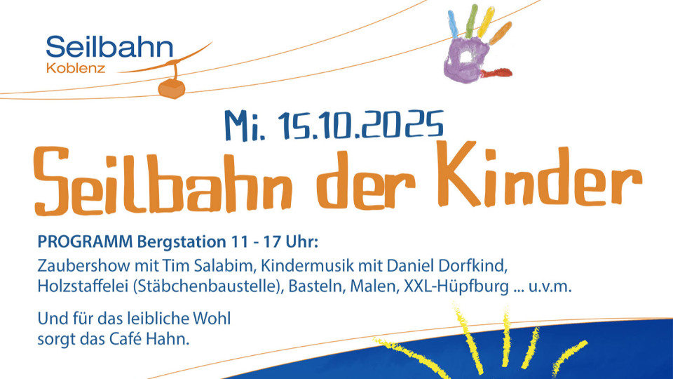 Seilbahn Koblenz in Kinderhand – Einladung zur „Seilbahn der Kinder“ am 15. Oktober