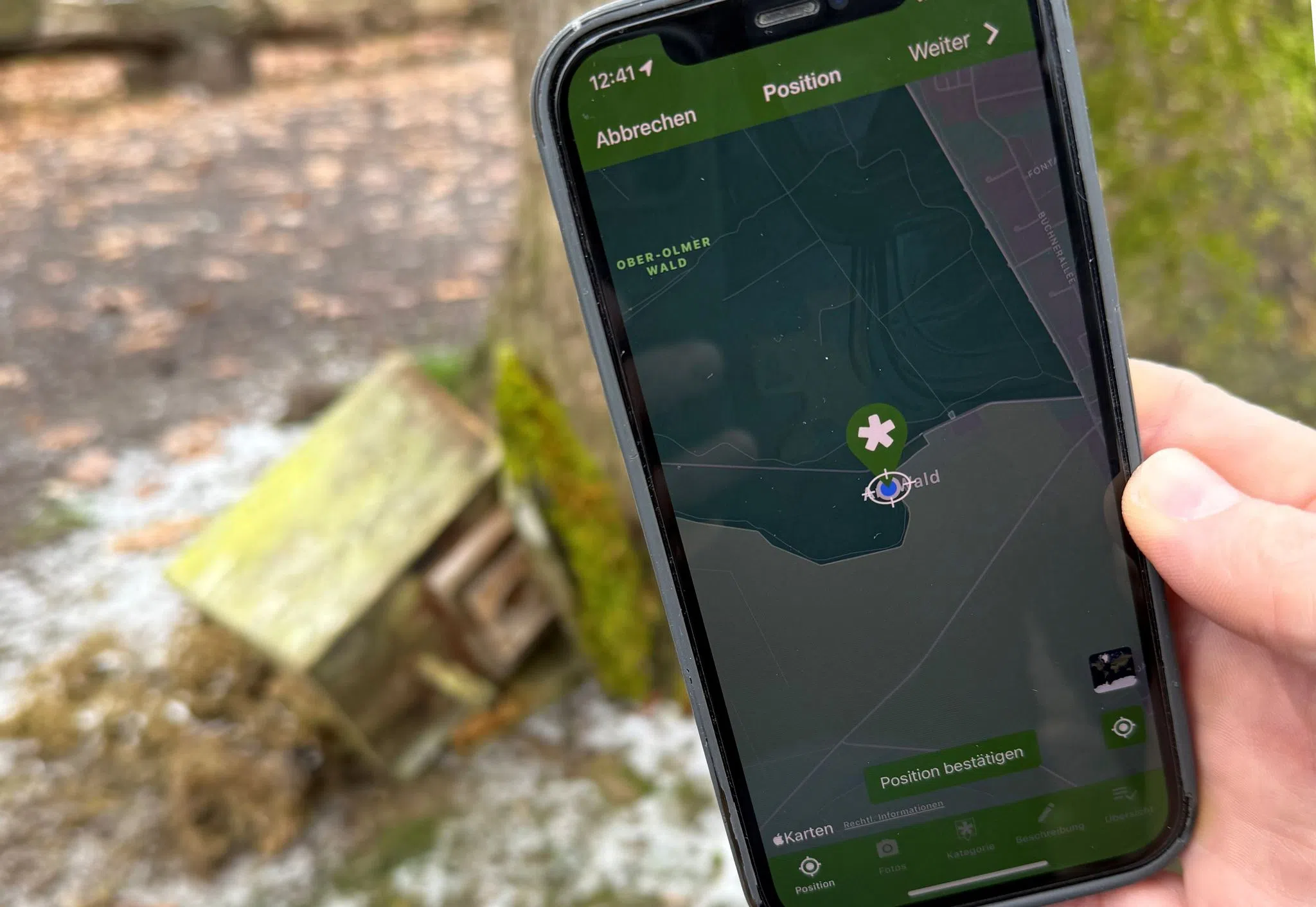 Per App ein Problem im Wald melden